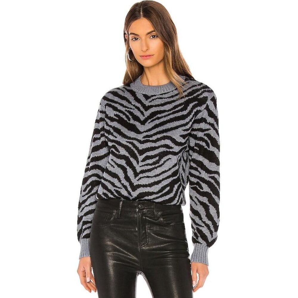 Rebecca Minkoff Jax Zebra Intarsia Knit Mock Neck Sweater XL NWT